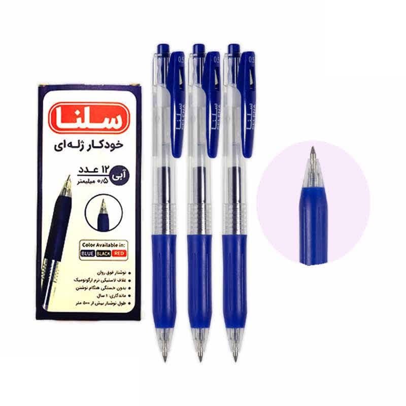 سلنا - خودکار آبی فشاری ژله ای نوک 0.5 (12)